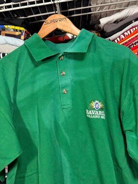 Green vintage Bavaria holland beer golf polo shirt